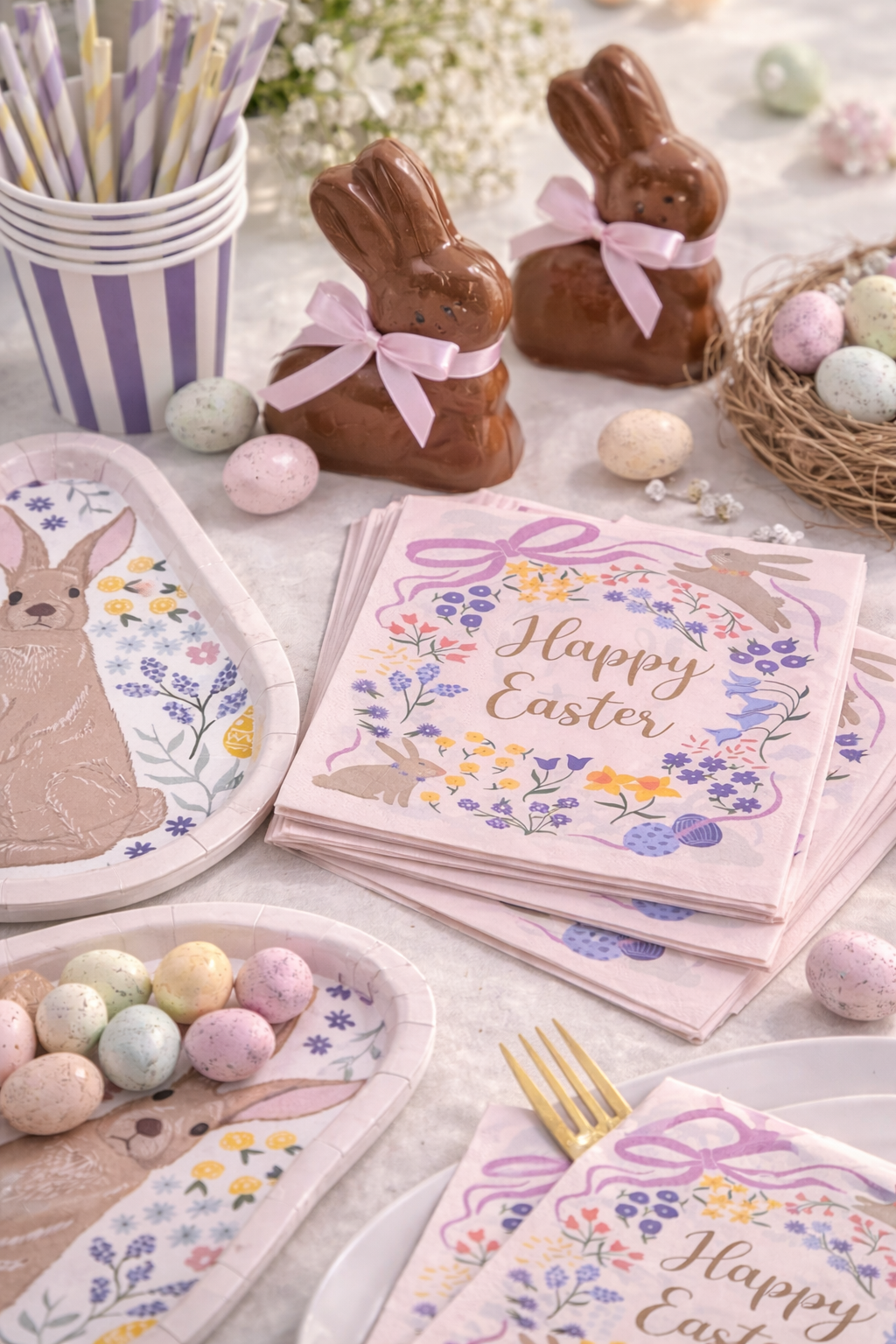 Set Cartón Happy Easter, 8 Personas, 40 piezas