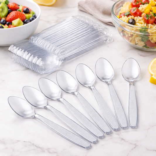 Cucharas Desechables Transparentes 100 Unidades