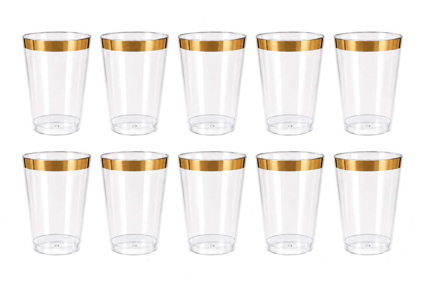 Vasos Borde Dorado 10 unid.