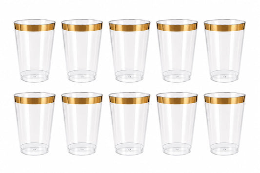 Vasos Borde Dorado 10 unid.
