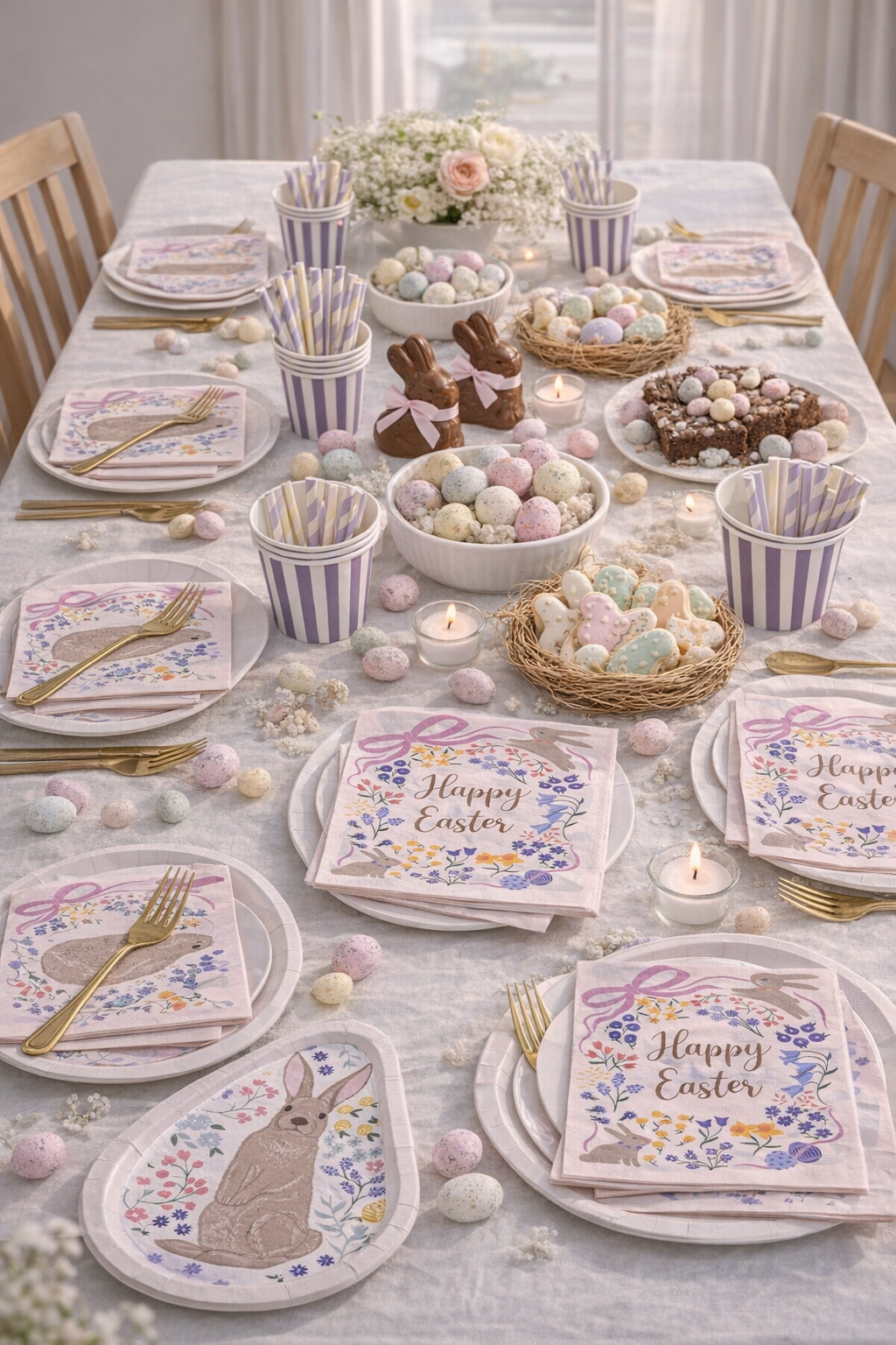 Set Cartón Happy Easter,  8 Personas, 40 piezas