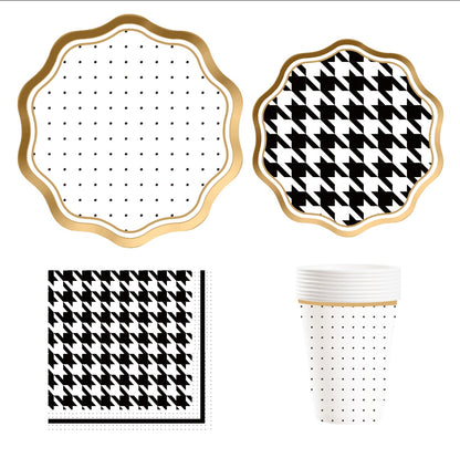 Set Carton Blanco Negro 10 personas, 40 piezas