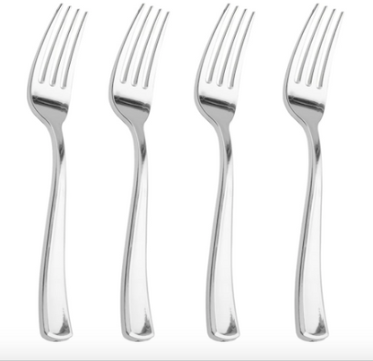 Tenedores Plateados Elegantes Desechables 50 Unidades