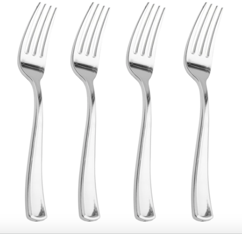 Tenedores Plateados Elegantes Desechables 50 Unidades