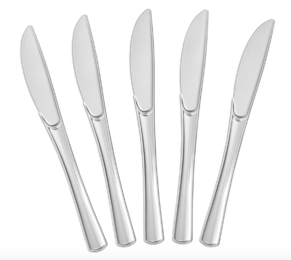 Cuchillos Elegantes Plateado Desechables 50 Unidades