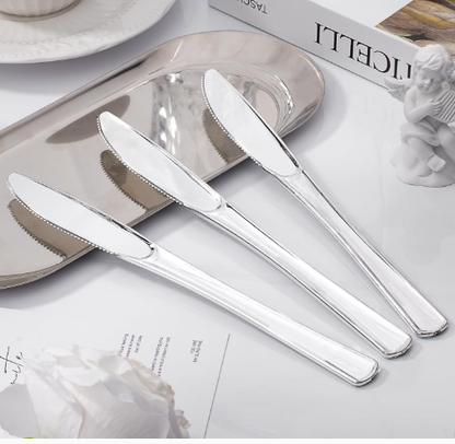 Cuchillos Elegantes Plateado Desechables 50 Unidades
