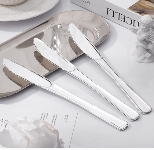 Cuchillos Elegantes Plateado Desechables 50 Unidades