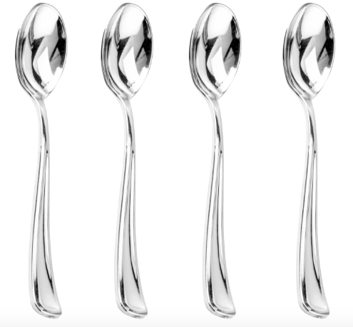 Cucharas Plateadas Elegantes Desechables 50 Unidades