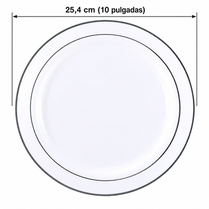 Platos grandes 25,4 cm 10 unidades Silver