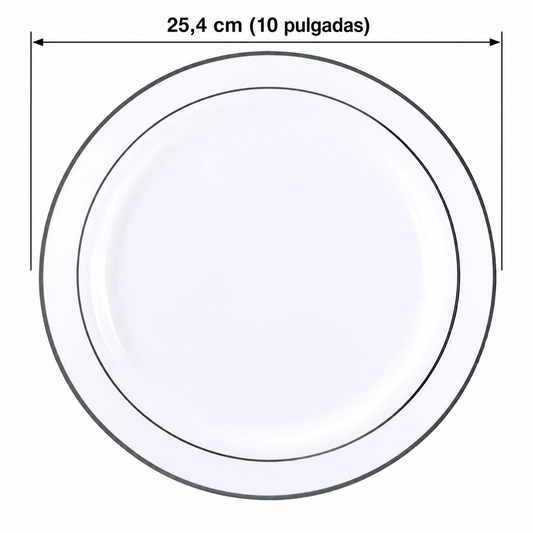 Platos grandes 25,4 cm 10 unidades Silver