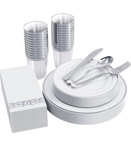 Set Platos Desechables Elegantes Fiesta 10 Personas, 70 Piezas