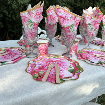Set Carton Diseño Peonias 10 personas, 40 piezas