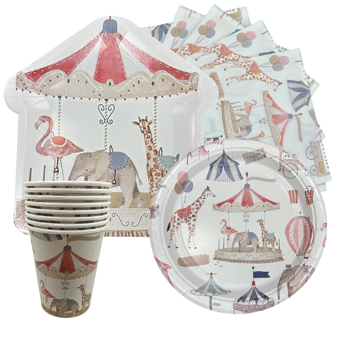 Set Cartón Carrusel, 8 Personas, 40 Piezas