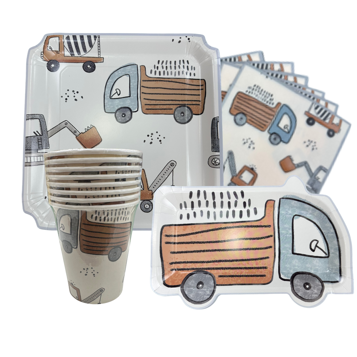 Set Infantil Camiones para 8 Personas, 40 Piezas