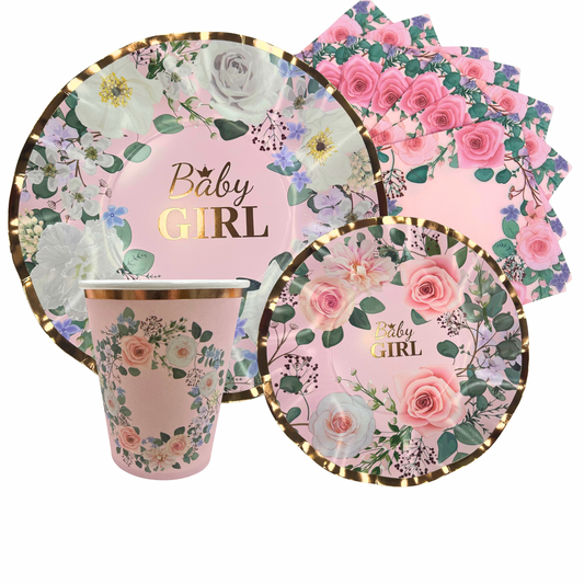 Set Cartón Baby Girl, 8 Personas, 40 piezas