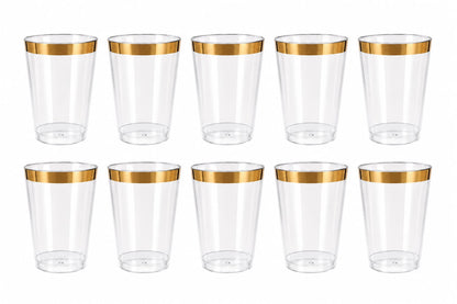 Vasos Borde Dorado 10 unid.